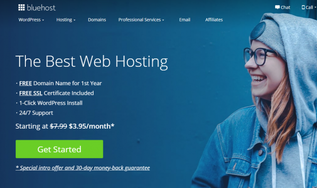 Woman happy with Bluehost.