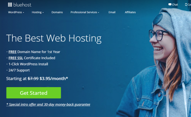 Woman happy with Bluehost.